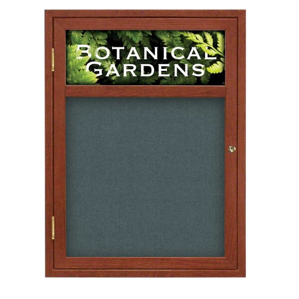 Sliding Glass Door Radius Letterboard, Hdr, 72"x48", Satin/Burgundy Vinyl